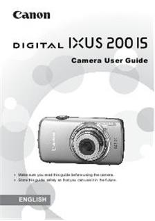 Canon Digital Ixus 200 IS manual. Camera Instructions.